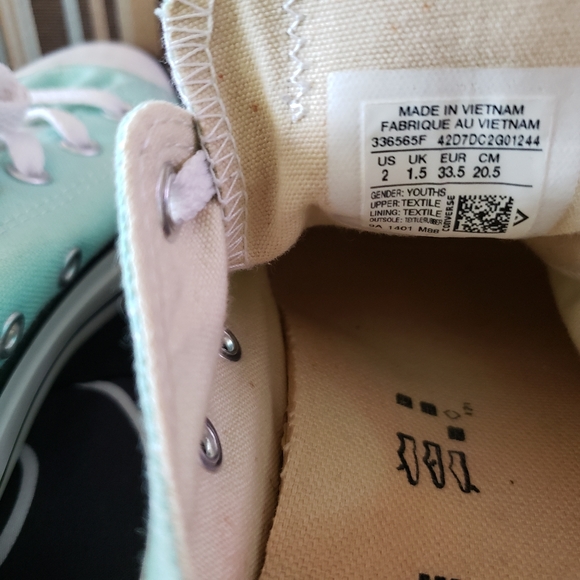 EUC Converse CTAS mint green (Youth size 2) kicks - Picture 2 of 7
